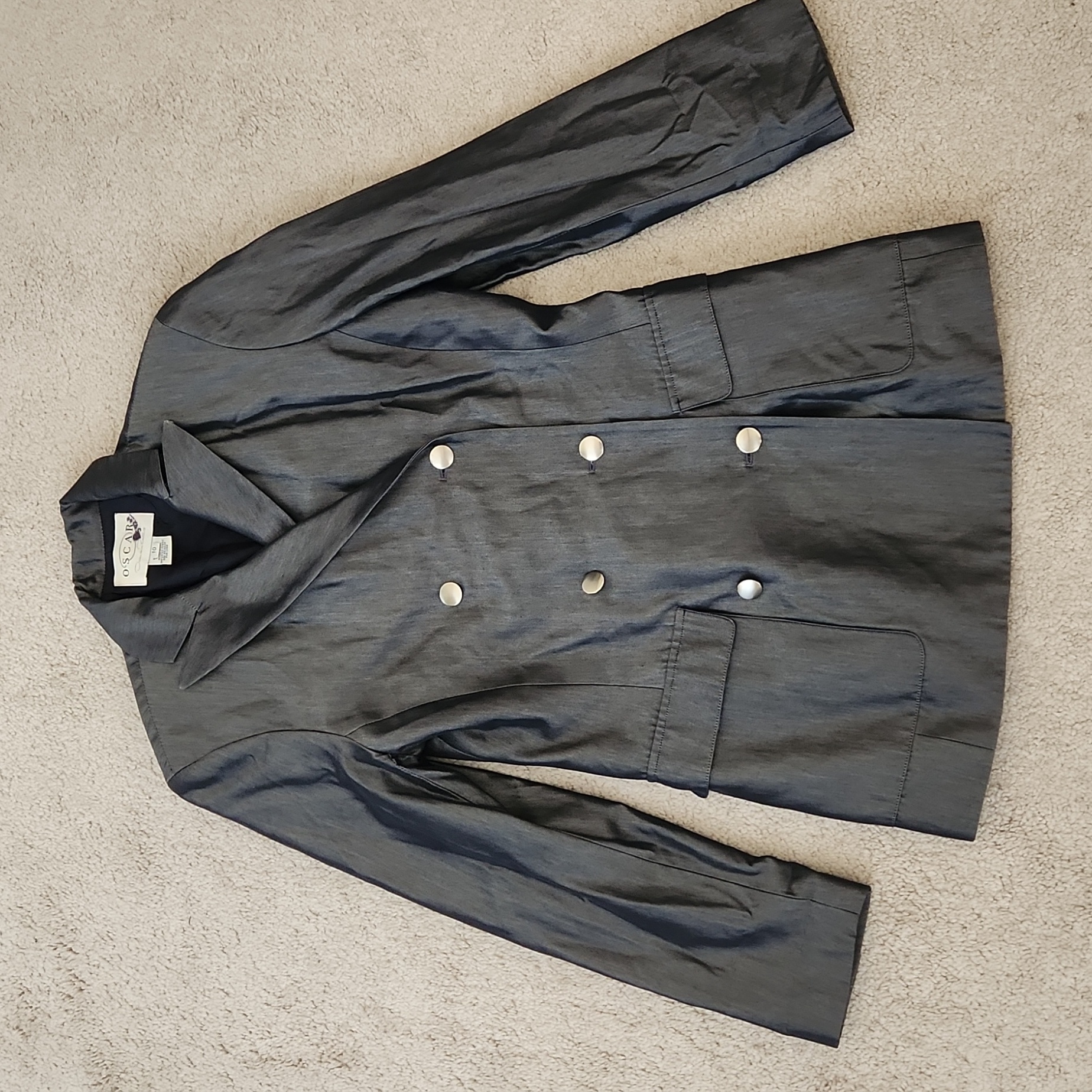 Oscar De La Renta Grey Double Breast Blazer 2